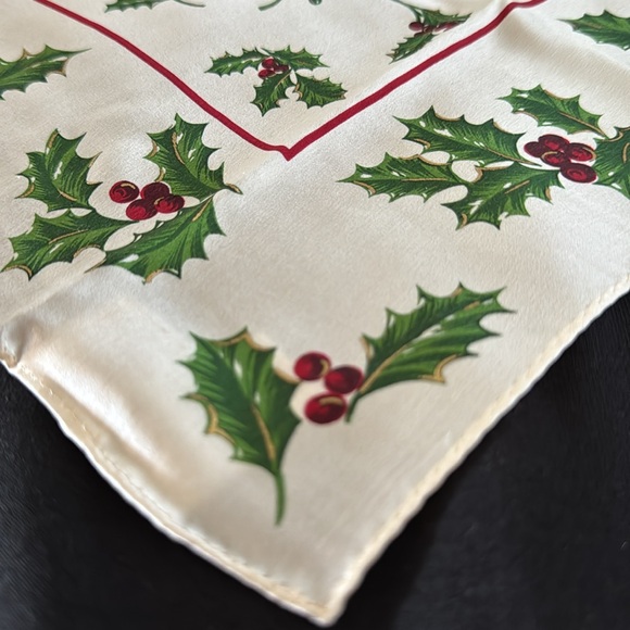 Talbots- set of 2 holiday silk scarves. The cream one is NWOT- never worn. - Picture 2 of 7